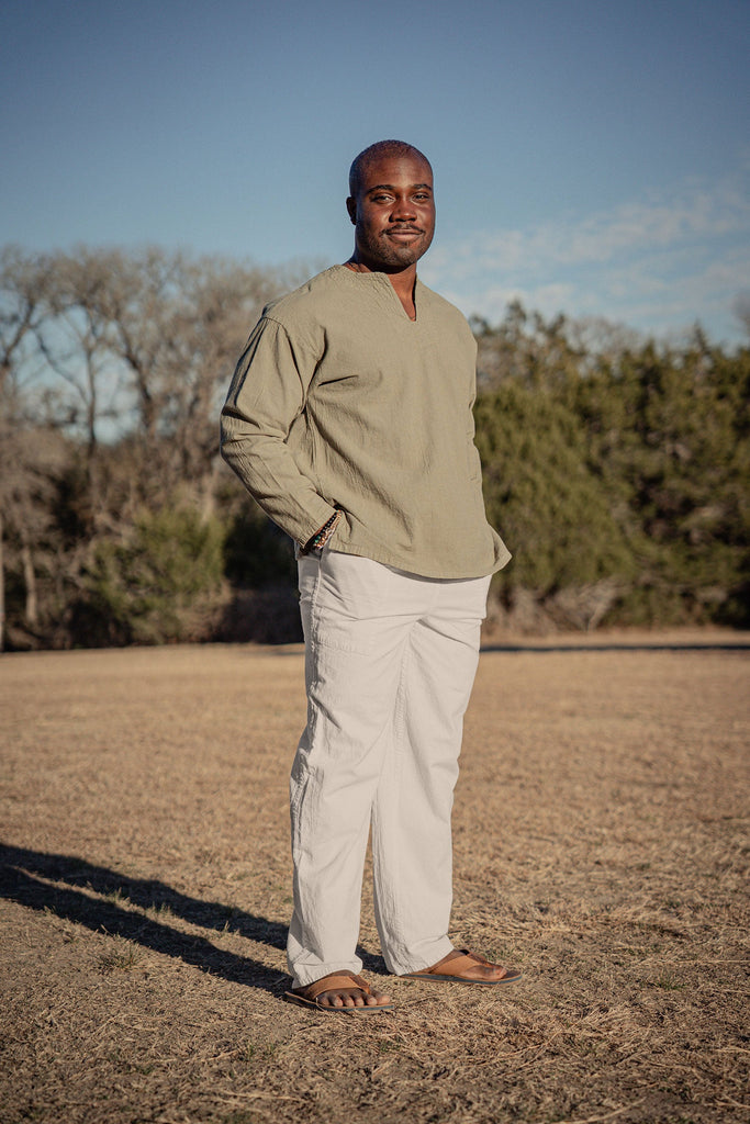 Men's 100% cotton straight leg breathable 100% cotton trouser pant - Ash Gray