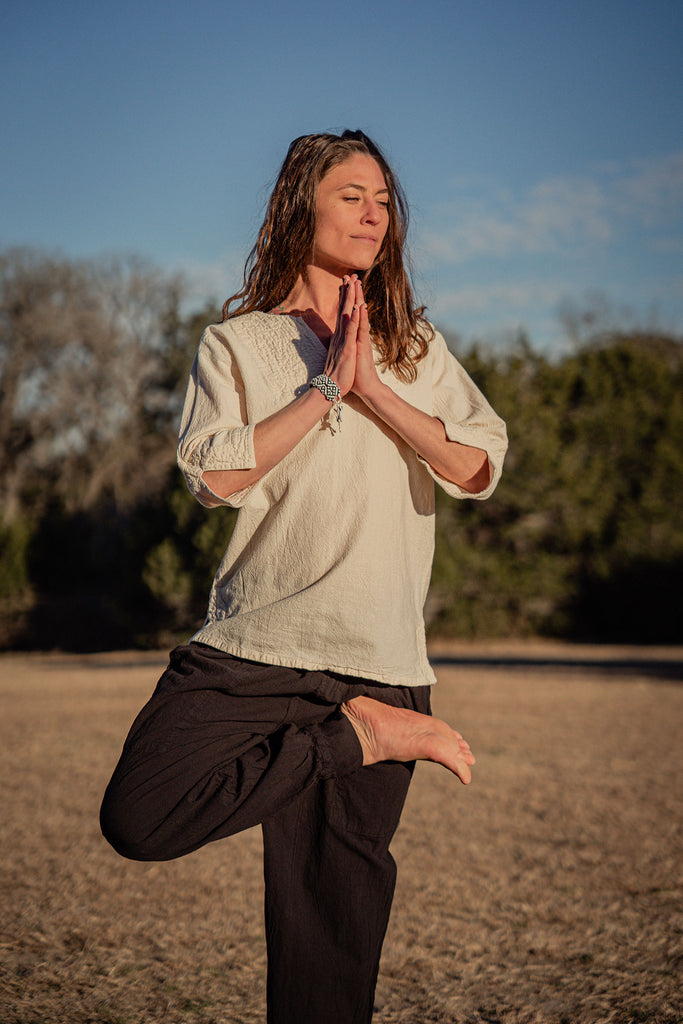 Women's 100% cotton wide leg harem style breathable yoga pant - black