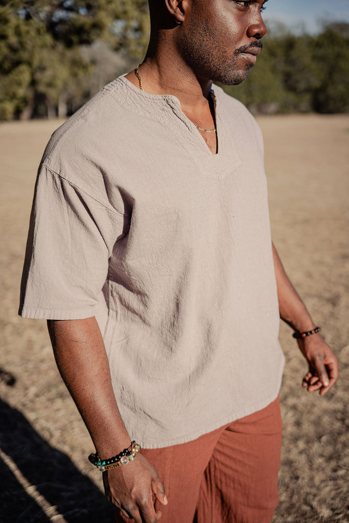 Men's short-sleeve shirt with a generous fit, designed to move. Sustainably made. Machine washable, wrinkle-resistant. - Ash Gray