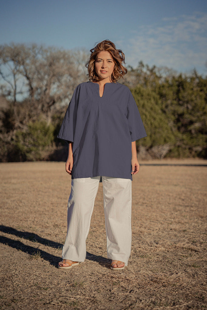 Women's Freedom 100 percent cotton short sleeve pullover top - purple