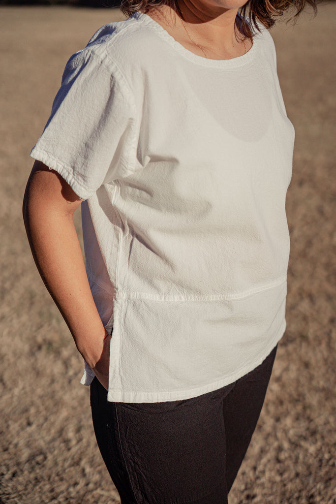 Women’s Picante cotton short-sleeve pullover blouse - white